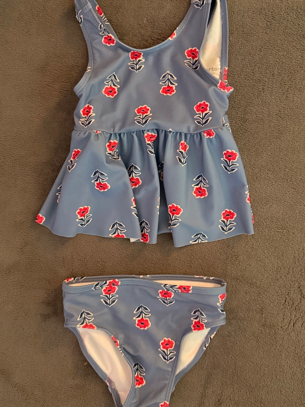 Girls Blue Floral Two-Piece Swim Set